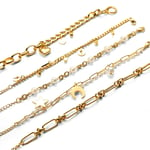 Gold color / 1 Piece Simple Retro Style Stainless Steel  Gold Color Inlay Artificial Pearls Women's Charm Bracelets Picture2